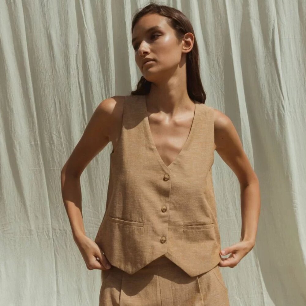 Indi and Cold Chambray Waistcoat BLOWOUT